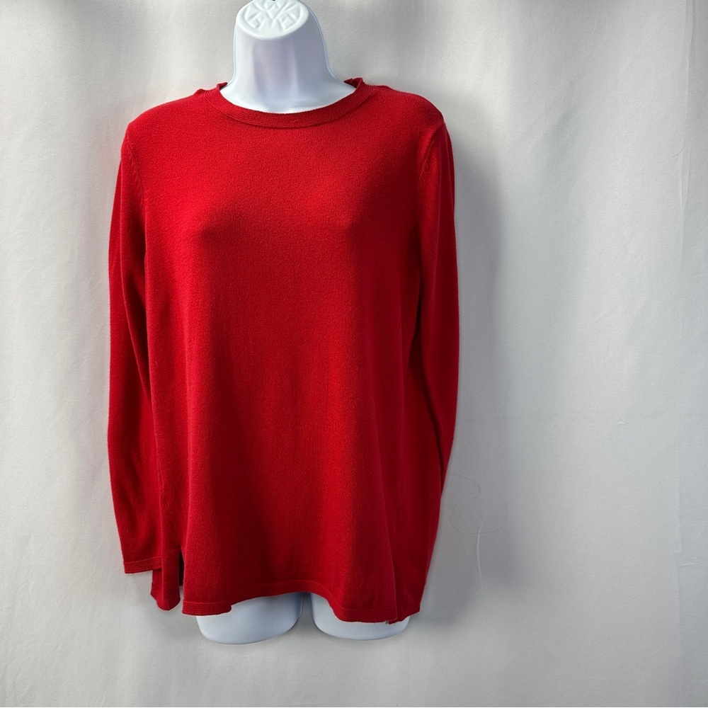 Red Crew Neck Sweater J. Jill Size Small Petite Cotton - Picture 2 of 7